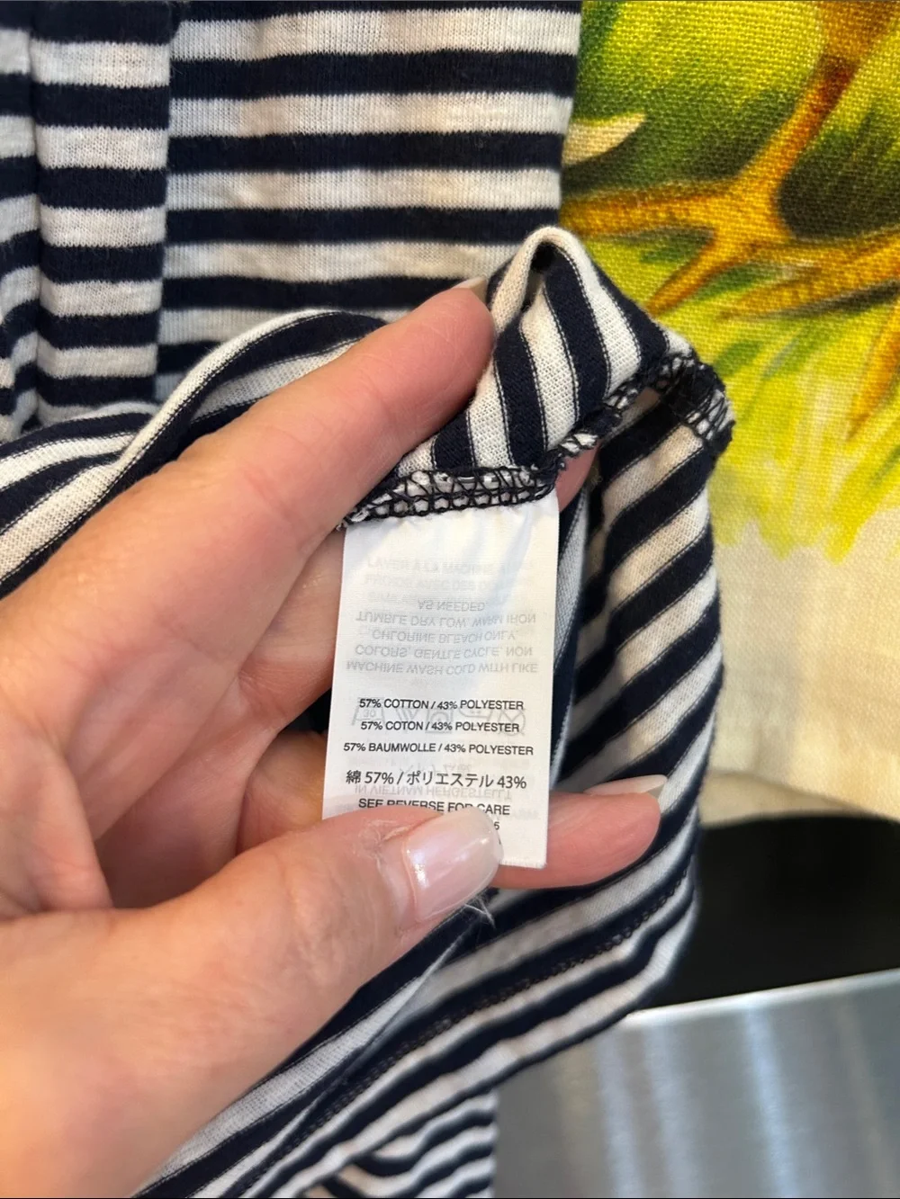 J. Crew Cotton Navy and White Striped Henley Top Small